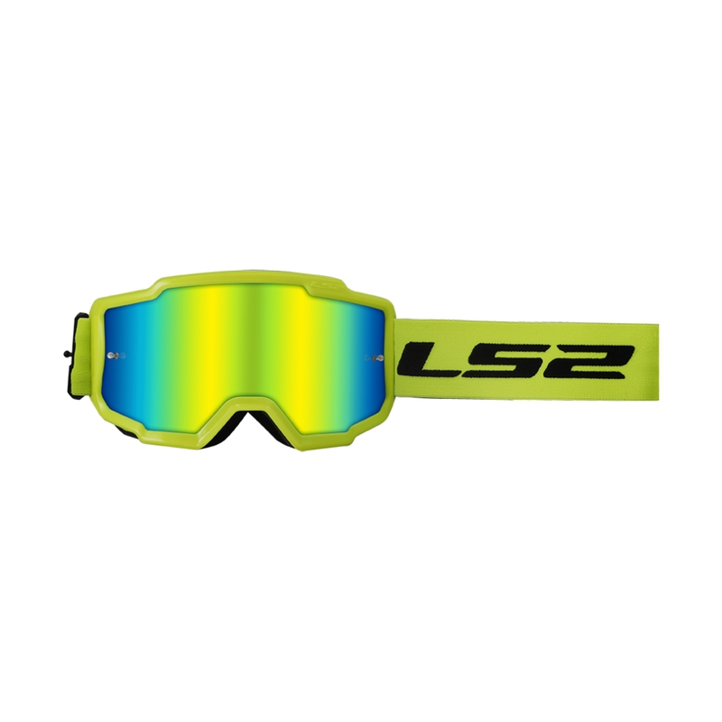 LS2 Charger H-V motocrossbrille gul med iridium plexi