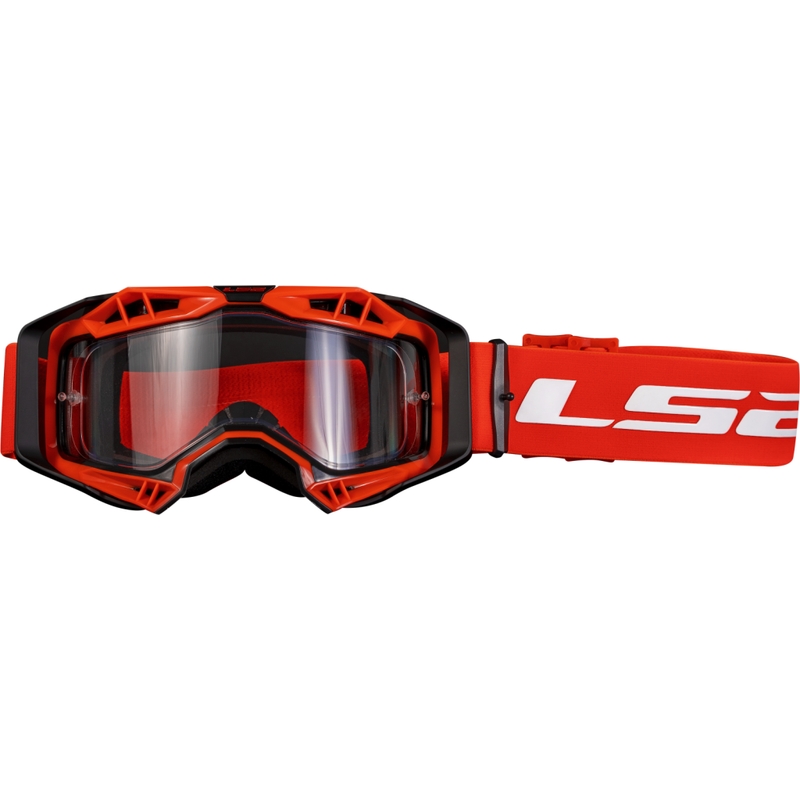 LS2 Aura Enduro motocrossbriller rød klar plexi