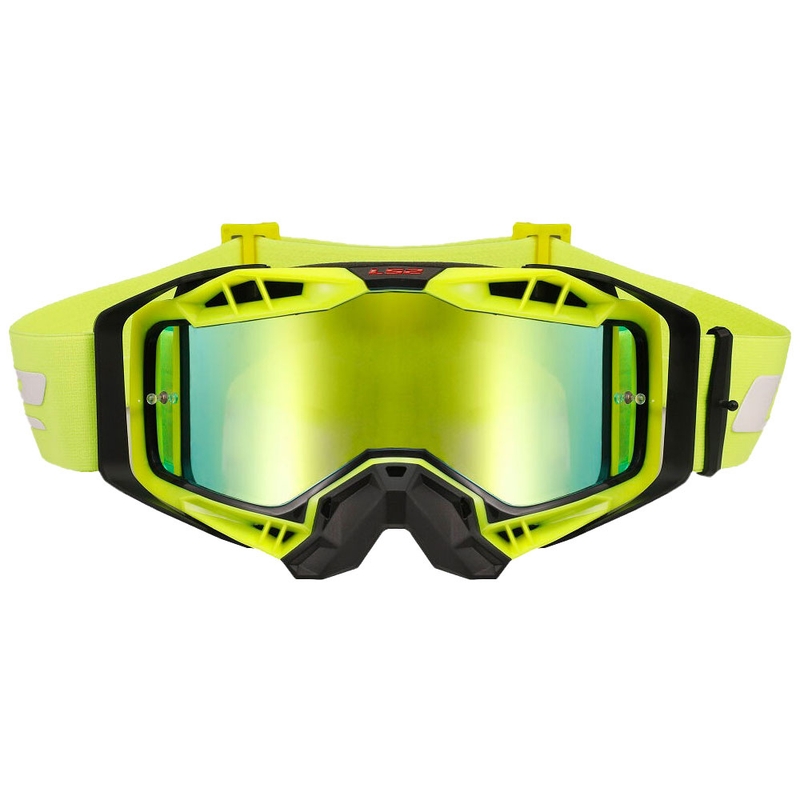 Motocrossbrille LS2 Aura PRO sort-gul iridium plexi