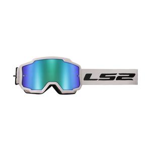 LS2 Charger H-V motocrossbrille hvid med grøn iridium plexi