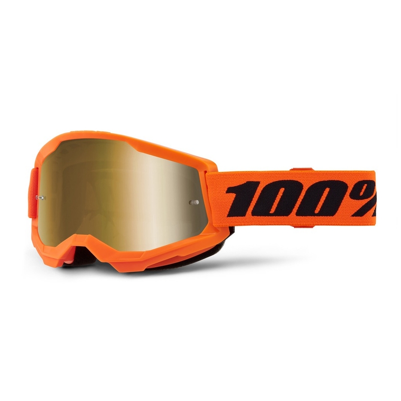 Motocrossbriller til børn 100% STRATA 2 orange (guldfarvet plexi)