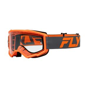 Motocrossbriller Fly Racing Focus sort-orange med klart plexi