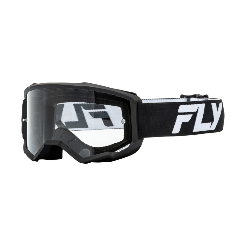 Motocrossbriller FLY Racing Focus sort og hvid med klar plexi