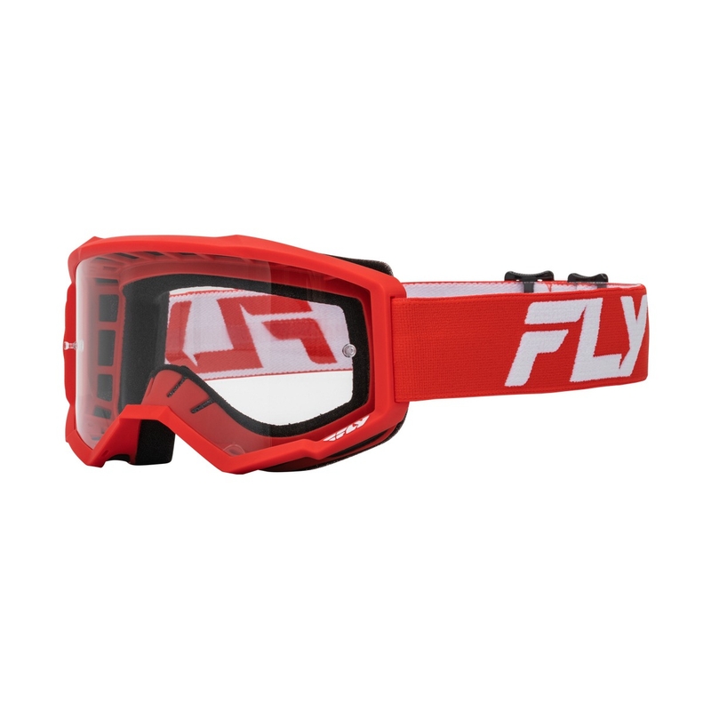 Motocrossbriller FLY Racing Focus rød og hvid med klar plexi