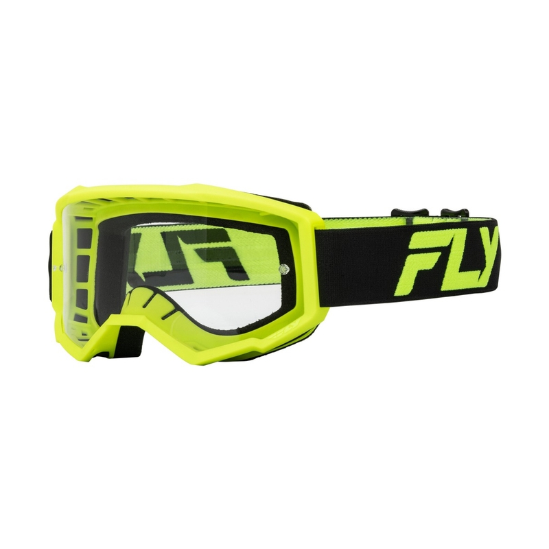 Motocrossbriller til børn FLY Racing Focus sort-fluogul med klart plexi