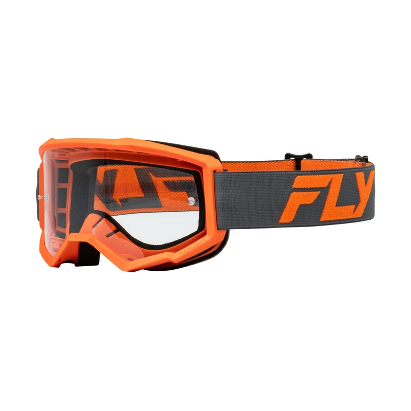 Motocrossbriller til børn FLY Racing Focus sort-orange med klart plexi