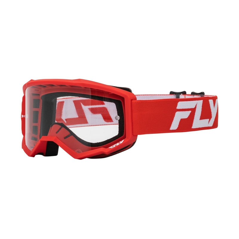 Motocrossbriller til børn FLY Racing Focus rød og hvid med klar plexi