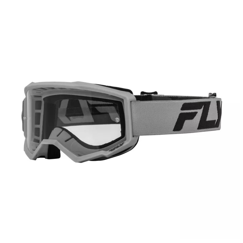 Motocrossbriller til børn FLY Racing Focus sølvsort med klart plexi