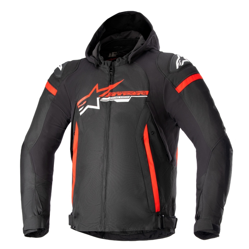 Alpinestars Zaca vandtæt motorcykeljakke i sort, rød og hvid