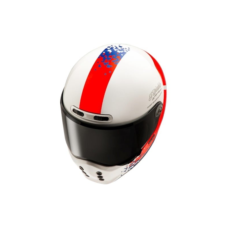 Integreret motorcykelhjelm HJC V10 Fabio Quartararo 20 Retro hvid-rød-blå