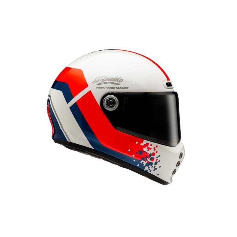 Integreret motorcykelhjelm HJC V10 Fabio Quartararo 20 Retro hvid-rød-blå