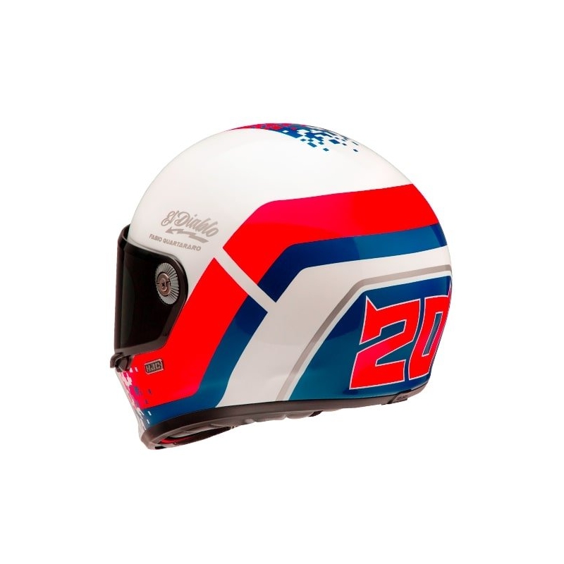 Integreret motorcykelhjelm HJC V10 Fabio Quartararo 20 Retro hvid-rød-blå
