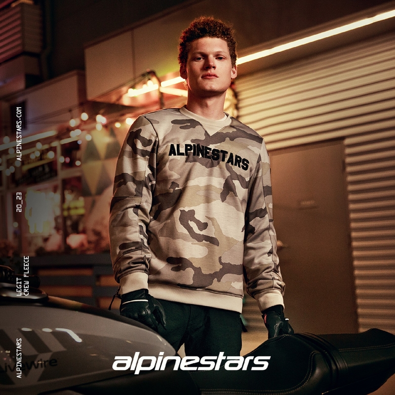 Alpinestars Legit Crew Fleece motorcykelsweatshirt lys camouflage-grå