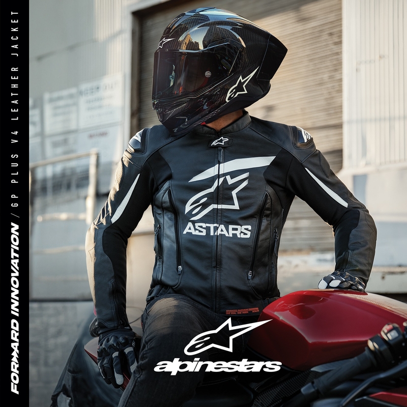 Alpinestars GP PLUS 4 motorcykeljakke i sort og hvid
