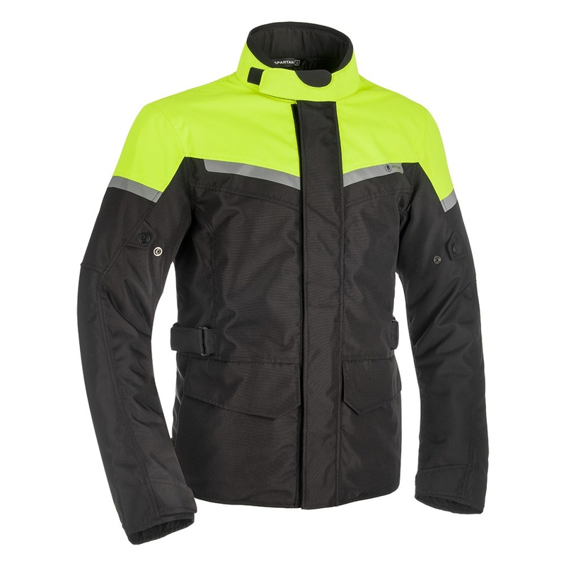 Motorcykeljakke Oxford Spartan Long WP sort-fluogul
