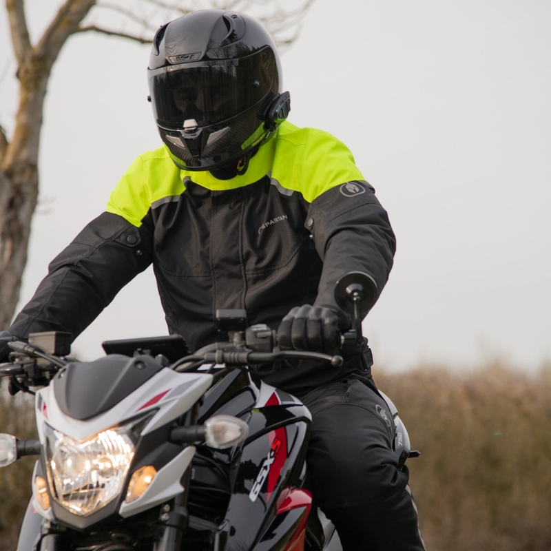 Oxford Spartan Short WP sort-fluogul motorcykeljakke