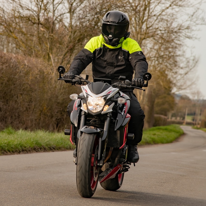 Oxford Spartan Short WP sort-fluogul motorcykeljakke