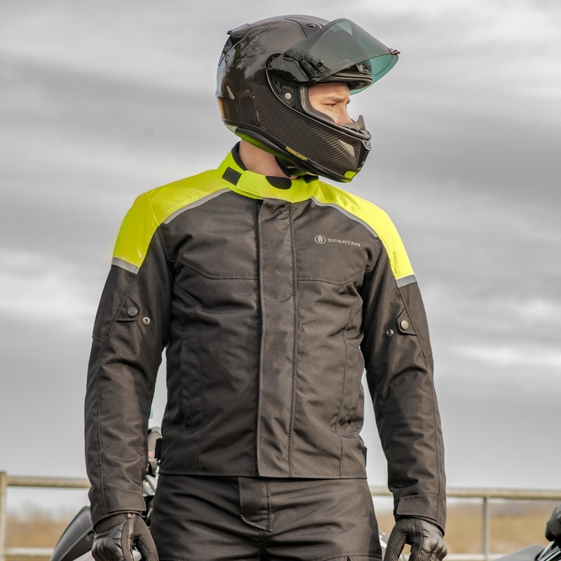 Oxford Spartan Short WP sort-fluogul motorcykeljakke