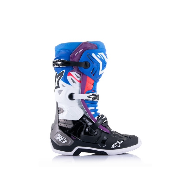 Alpinestars Tech 10 Supervented Perforated Blue-Purple-Pink-White-Grey-Black motorcykelstøvler