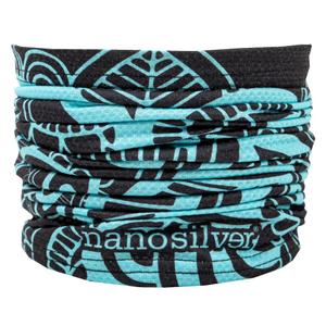 Multifunktionel halsvarmer nanosilver® Flower sort-turkis