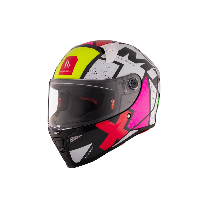 MT REVENGE 2 S Light CO integreret motorcykelhjelm blank hvid-rosa-gul