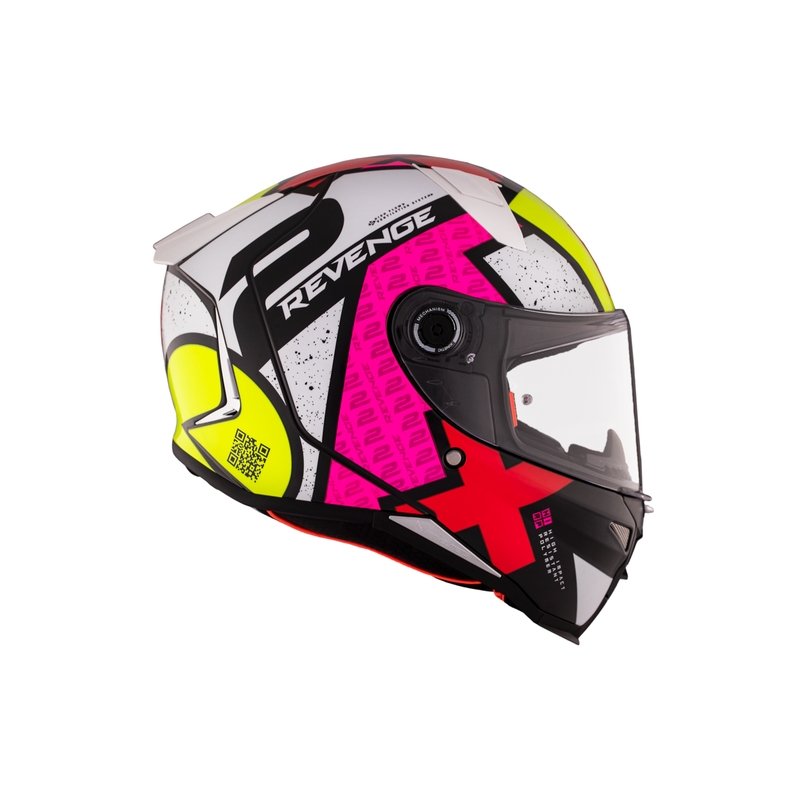 MT REVENGE 2 S Light CO integreret motorcykelhjelm blank hvid-rosa-gul