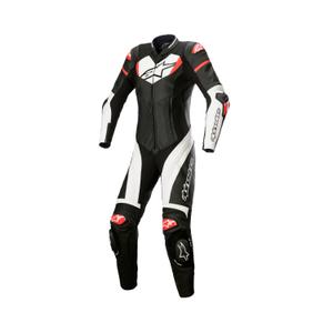 Alpinestars motorcykelovertræksdragt i læder til kvinder STELLA GP PLUS 2 Black-White-Fluo Red
