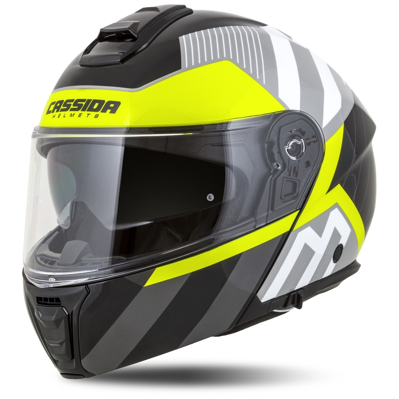 Cassida Modulo 2.1 Profile flip-up motorcykelhjelm hvid-sort-fluogul-grå