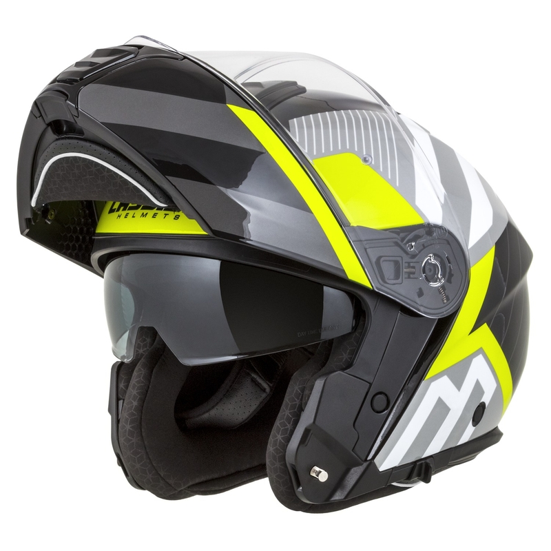Cassida Modulo 2.1 Profile flip-up motorcykelhjelm hvid-sort-fluogul-grå