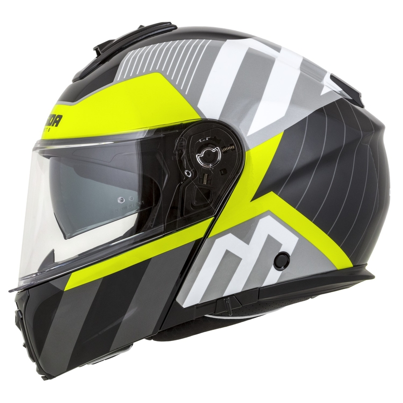Cassida Modulo 2.1 Profile flip-up motorcykelhjelm hvid-sort-fluogul-grå