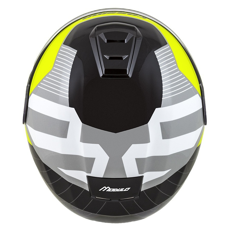 Cassida Modulo 2.1 Profile flip-up motorcykelhjelm hvid-sort-fluogul-grå