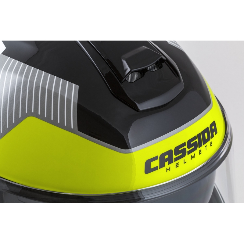 Cassida Modulo 2.1 Profile flip-up motorcykelhjelm hvid-sort-fluogul-grå