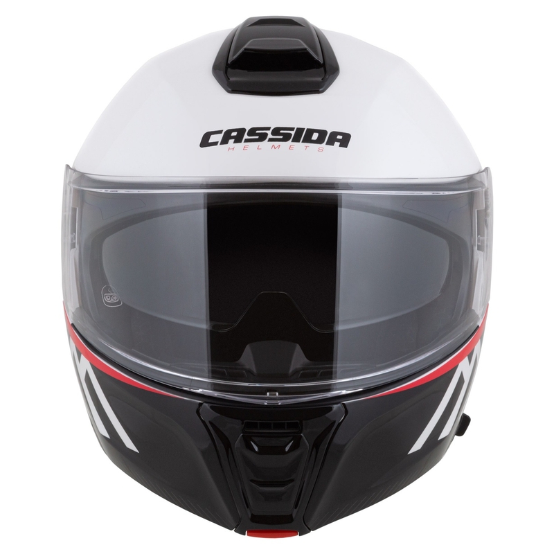 Cassida Modulo 2.1 Compass flip-up motorcykelhjelm perlehvid-sort-rød-sølv