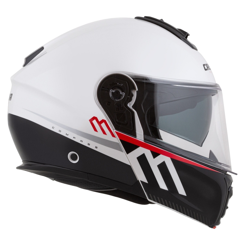 Cassida Modulo 2.1 Compass flip-up motorcykelhjelm perlehvid-sort-rød-sølv