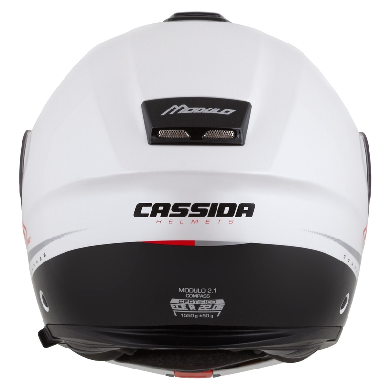 Cassida Modulo 2.1 Compass flip-up motorcykelhjelm perlehvid-sort-rød-sølv