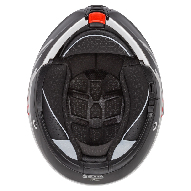 Cassida Modulo 2.1 Compass flip-up motorcykelhjelm perlehvid-sort-rød-sølv