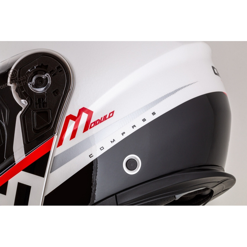 Cassida Modulo 2.1 Compass flip-up motorcykelhjelm perlehvid-sort-rød-sølv