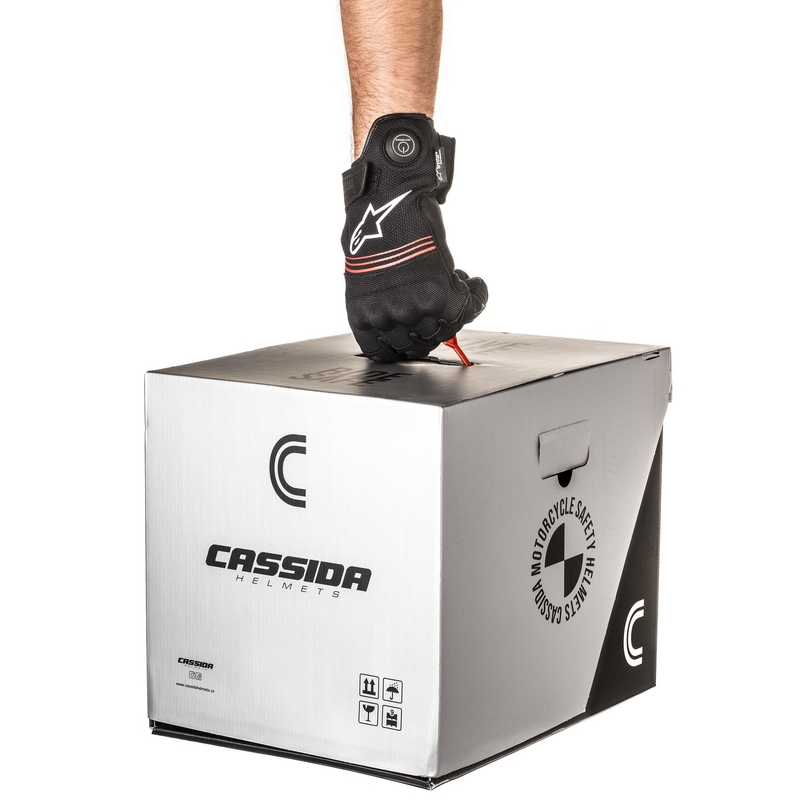 Cassida Modulo 2.1 Compass flip-up motorcykelhjelm perlehvid-sort-rød-sølv