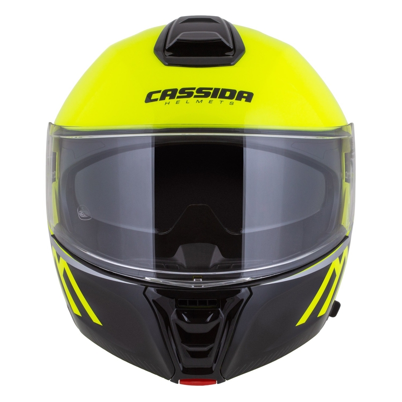Cassida Modulo 2.1 Compass fluo gul-sort-sølv-rød flip-up motorcykelhjelm