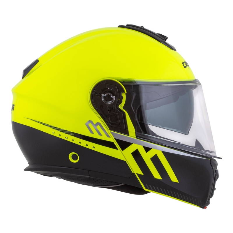 Cassida Modulo 2.1 Compass fluo gul-sort-sølv-rød flip-up motorcykelhjelm