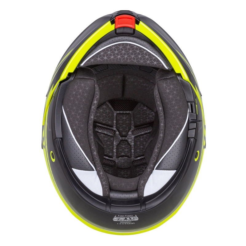 Cassida Modulo 2.1 Compass fluo gul-sort-sølv-rød flip-up motorcykelhjelm