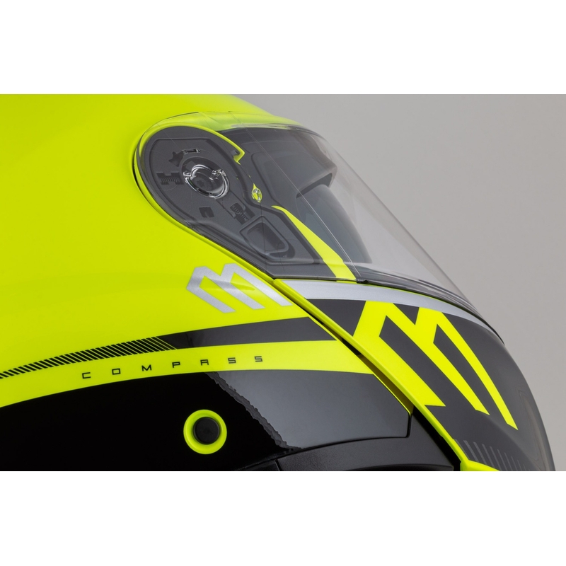 Cassida Modulo 2.1 Compass fluo gul-sort-sølv-rød flip-up motorcykelhjelm