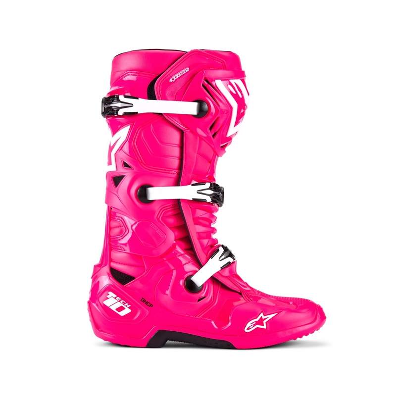 Alpinestars Tech 10 motorcykelstøvler pink-sort-hvide