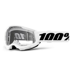 Motocrossbriller til børn 100% STRATA 2 hvid klar plexi