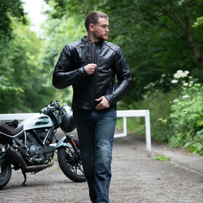 Oxford Route 73 2.0 Sort motorcykeljakke i læder