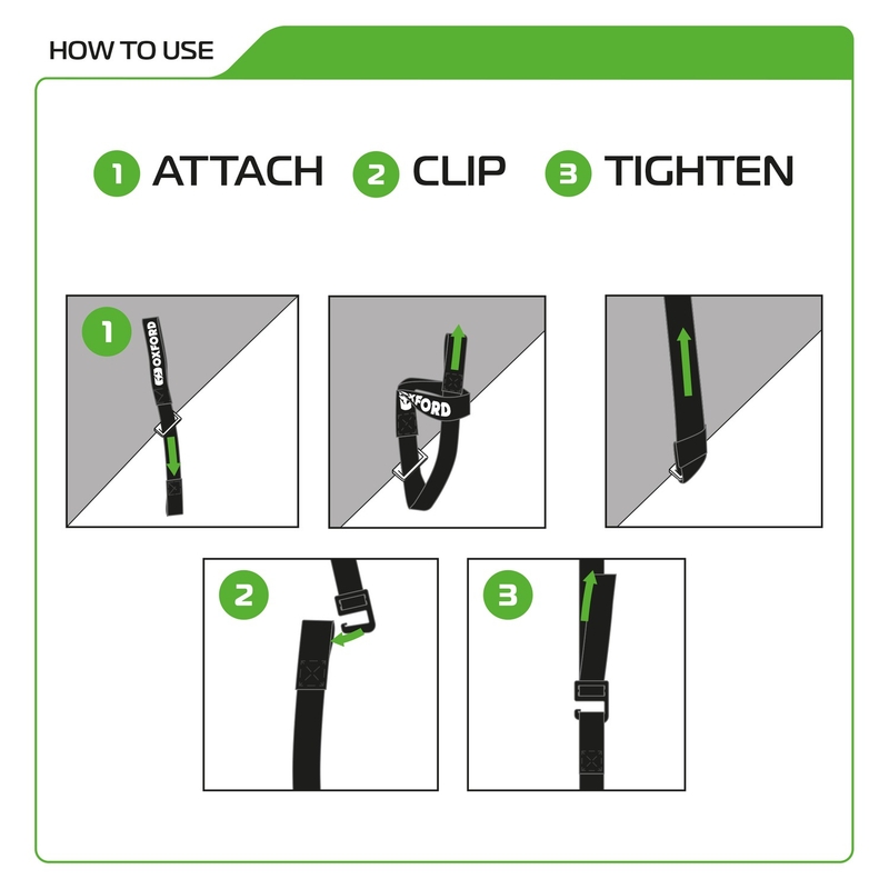 Oxford Atlas G-Hook bagageremme 2 stk sort 26mm x 1,2 m