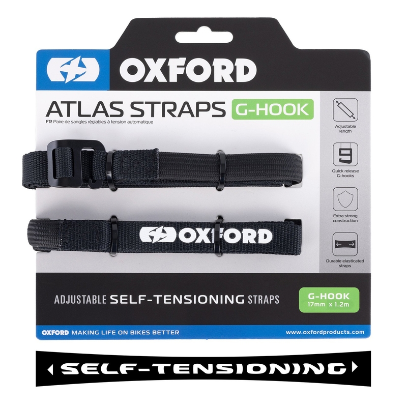 Oxford Atlas G-Hook bagageremme 2 stk sort 17 mm x 1,2 m