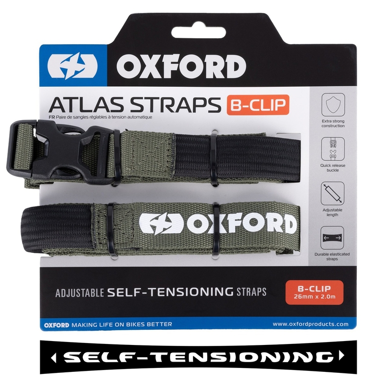 Oxford Atlas B-Clip bagageremme 2 stk grøn 26 mm x 2 m