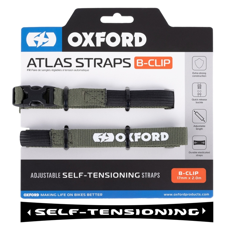 Oxford Atlas B-Clip bagageremme 2 stk grøn 17 mm x 2 m