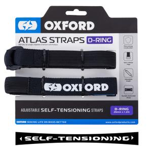 Oxford Atlas D-Ring bagageremme 2 stk sort 26 mm x 1,2 m